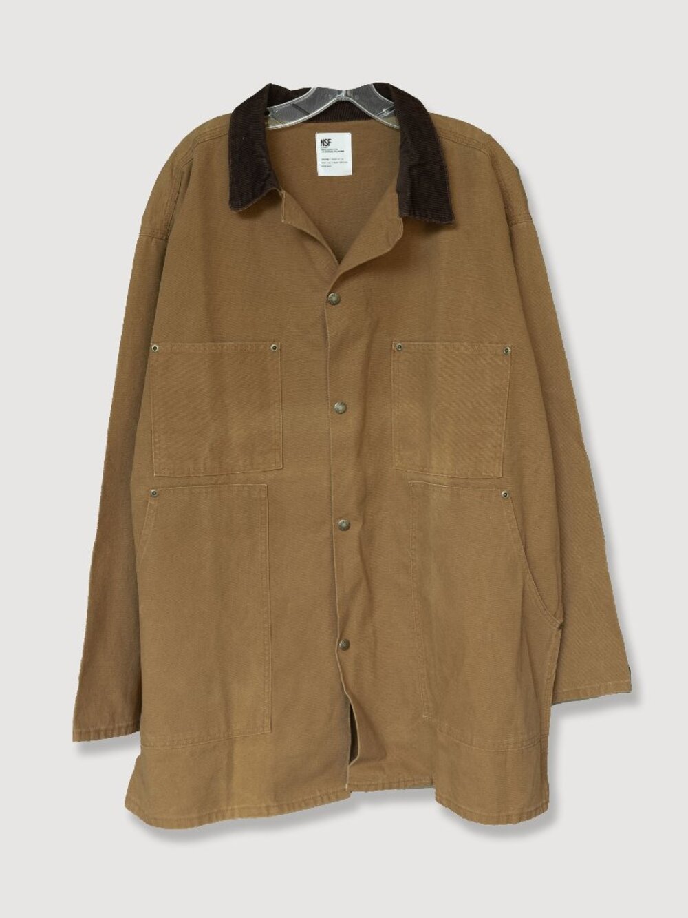 NSF Chore Coat Rancher Tan Brown Canvas Denim Barn Jacket Oversized Masculine